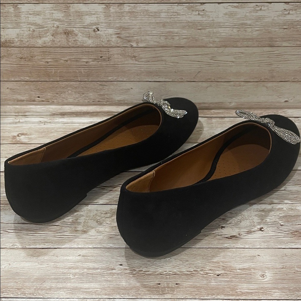 White Mountain Womens Black Rhinestone Bow Ballet Flats Sashimi W35004 Size 9M - Picture 7 of 11